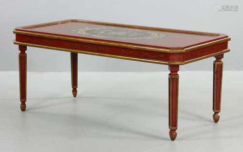 Italian Gilt Red Lacquer Cocktail Table