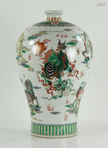 Chinese Famille Verte Porcelain Mei Vase