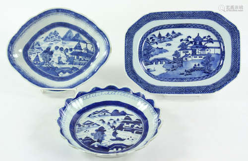 Three 19th C. Chinese Canton Porcelain Items