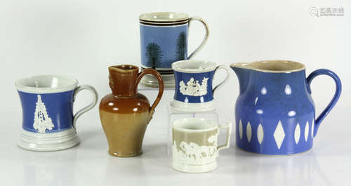 18th/19th C. Staffordshire Mugs and Pitchers