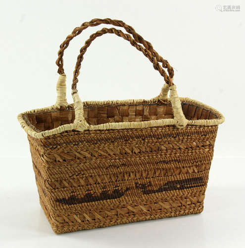 Cox, Northwest Coast Indian Hand Weaved Basket