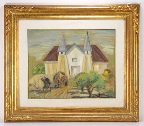 Dufy, Church in Landscape, Oil on Board