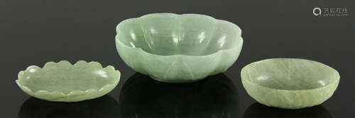 Lot of Three Carved Jade Bowls