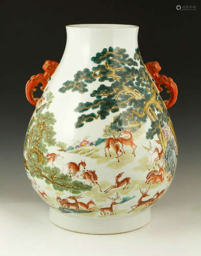 Chinese Hundred Deer Zun Vase