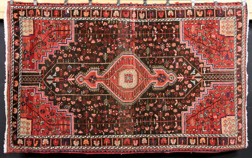 Semi-Antique Persian Hamadan Tribal Carpet