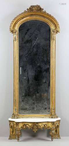 Large Victorian Gilt Wood Framed Mirror