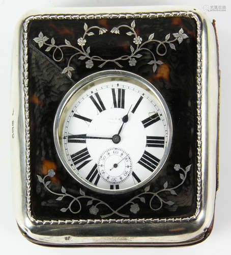 Antique English Tortoise Shell Watch Holder with Watch