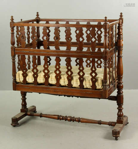 Large Swinging Drop-Side Mahogany Crib