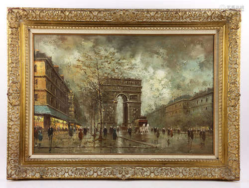 French Arc De Triomphe Scene, Oil