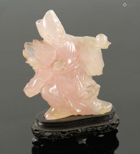 Chinese Carved Rose Quartz Figure