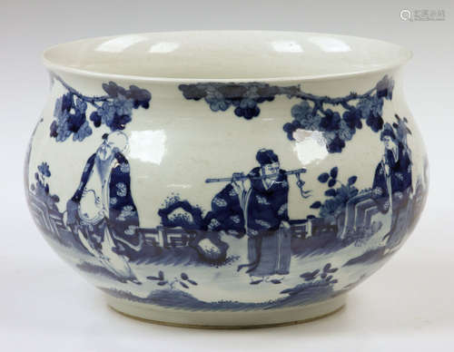 Large Chinese Blue and White Porcelain Censer