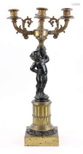 Figural Bronzed Candelabrum