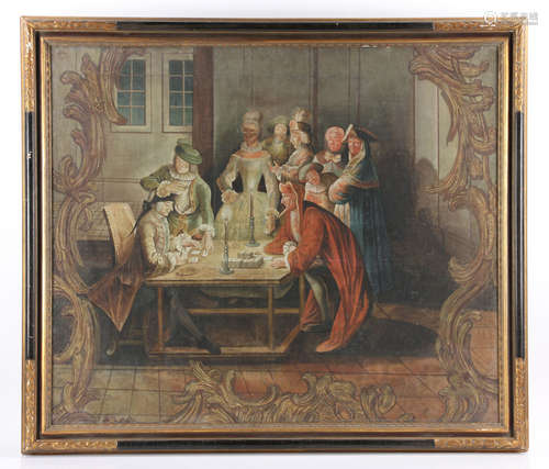 18th/19th C. Venetian, Masquerade Card Game, Oil on Canvas