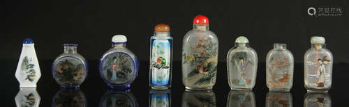 Eight Reverse Painted Snuff Bottles