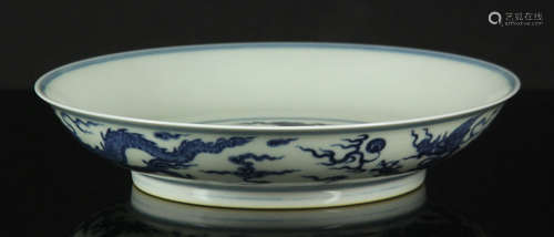 Chinese Blue and White Dragon Dish