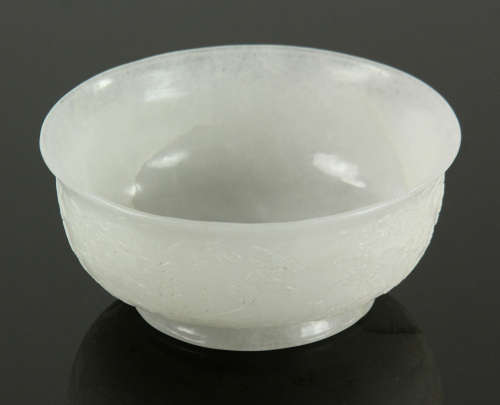 Finely Carved White Jade Bowl