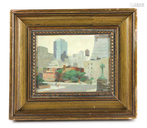 Ginsburg, View of NYC, Oil on Masonite