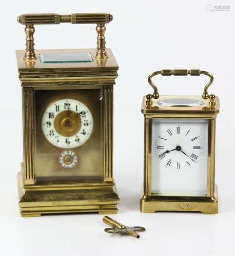 Lot of Two French Brass Carriage Clocks