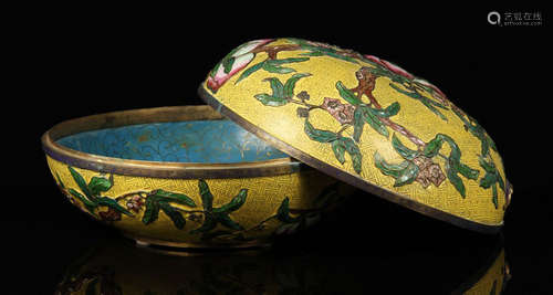 Fine Chinese Cloisonne Nine Peach Box