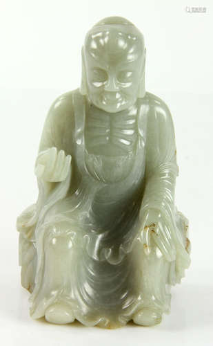 Chinese Carved Jade Seated Luohan Figure