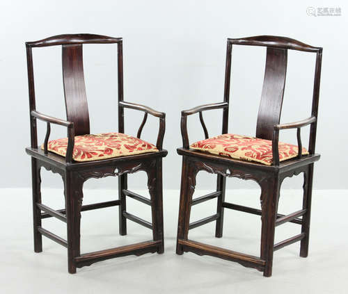 Pr. Chinese Elm Rose Armchairs