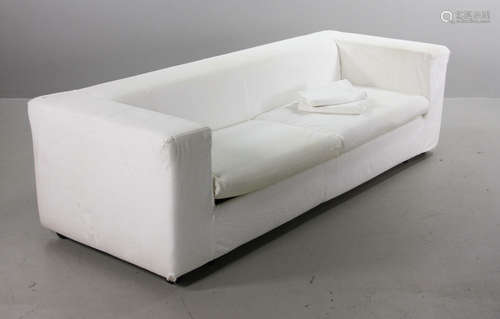 Contemporary White Linen Upholstered Sofa Bed