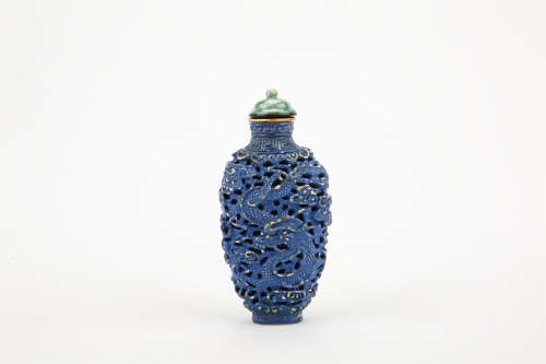 A Chinese Blue Glazed Porcelain Snuff Bottle