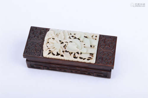 A Chinese Rosewood Box with Jade Inlaid