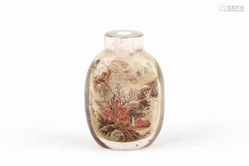 A Chinese Crystal Snuff Bottle with Inside Painting