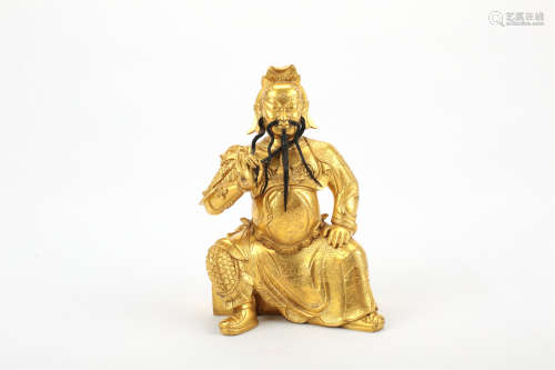 A Chinese Gilt Bronze Guangong