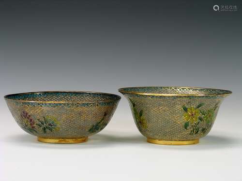 Two Chinese cloisonne bowls