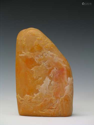 Carved Chinese soapstone boulder