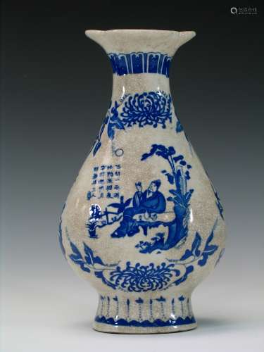 Chinese blue and white porcelain vase, Kangxi mark.