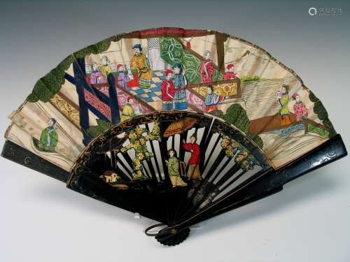 Chinese  painted silk fan