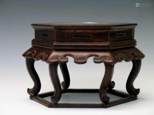 Chinese Zitan stand with marble top.