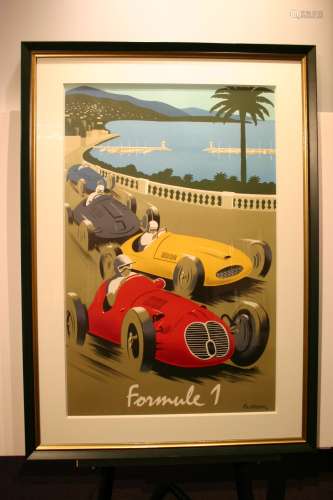 FIX MASSEAU, Title: Formula 1. Lithograph Print. Framed