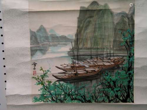 Chinese water color painting, signed Xue Shi.