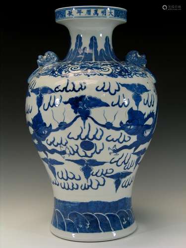 Chinese blue and white porcelain vase, Ming mark.