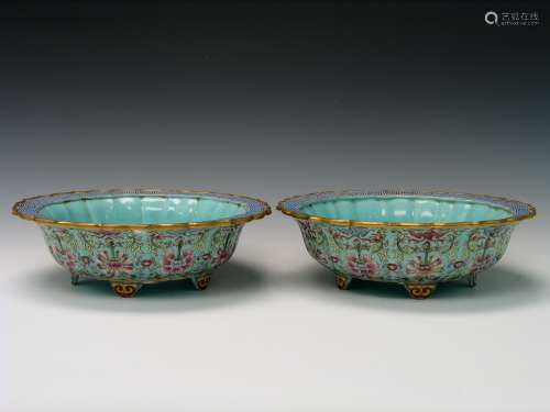 Pair Chinese famille rose porcelain planters.