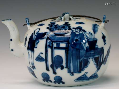 Chinese blue and white porcelain teapot.