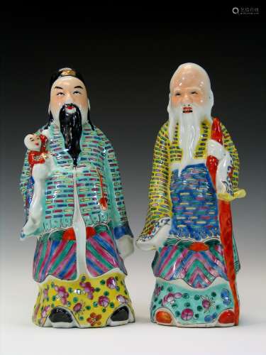 Two Chinese famille rose porcelain figures.