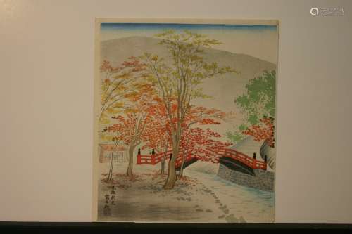 LOT U. Early 20th Century Japanese wood block print.