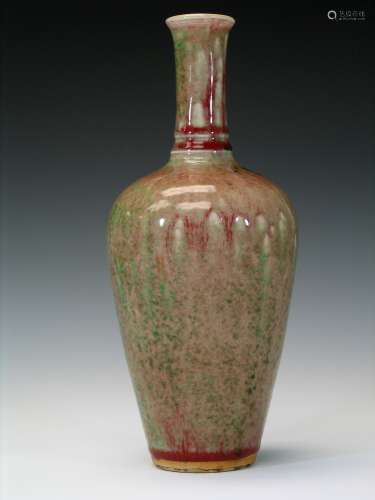 Chinese peach blossom glazed porcelain vase, Qianlong