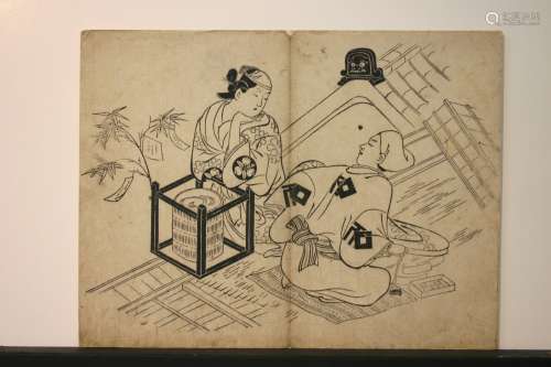 LOT X. Early 20th Century Japanese wood block print.