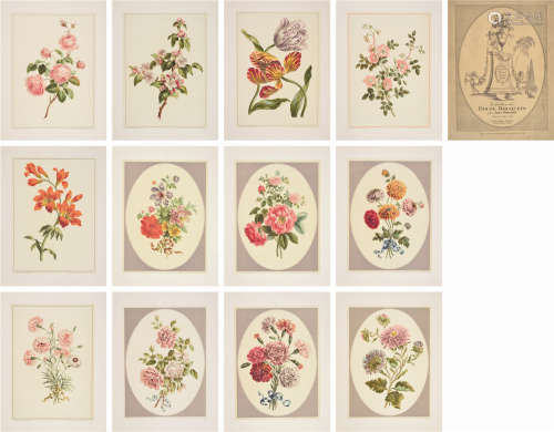 十八世纪 法国花卉彩色石版画 一套（共12幅）