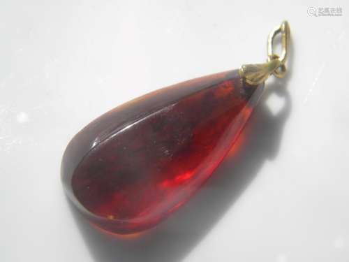 Antique 10K Gold Bale Amber Pendant