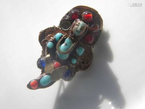 Antique Tibet Buddha Brooch Pin