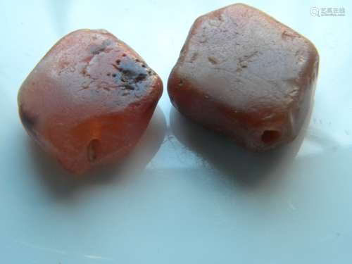 Two Antique Carnelian Beads