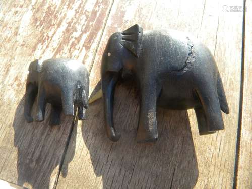 Pair of Zitan Elephants