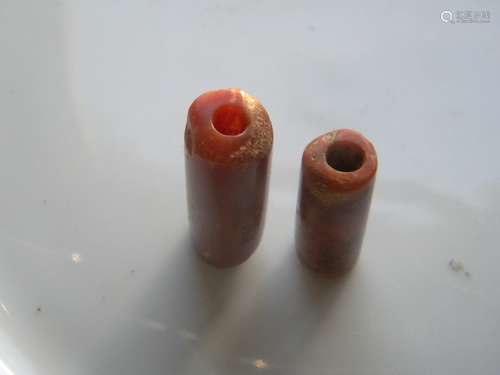 Two Antique Carnelian Beads